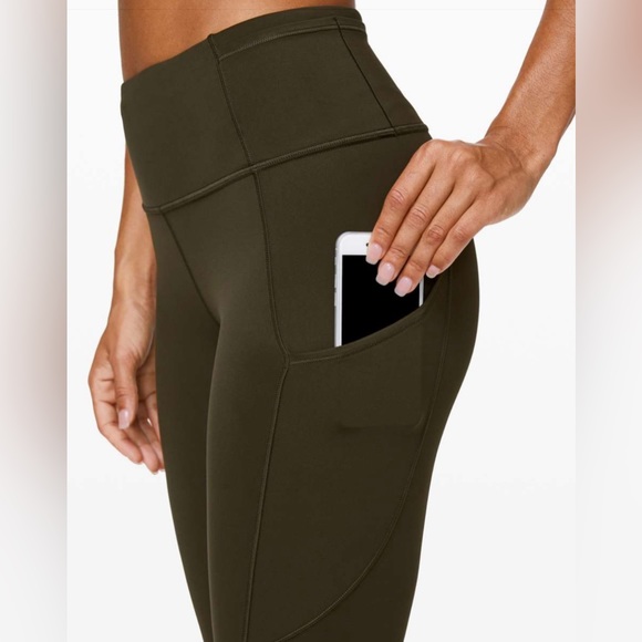 Lululemon Fast and Free Tight II 25” Nulux Dark Olive Green Leggings - Picture 4 of 10
